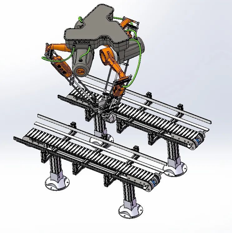 【工程机械】三角洲机器人输送机3D数模图纸 Solidworks设计