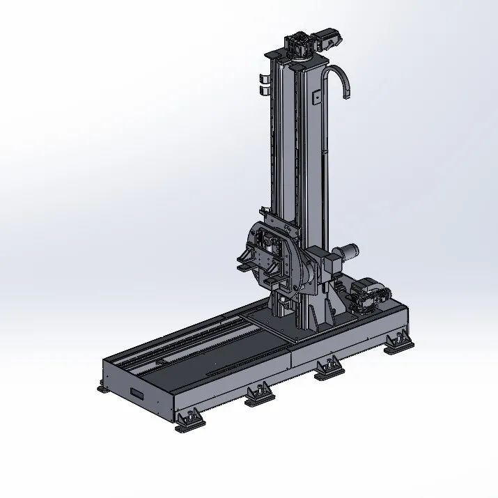 【工程机械】自动调节双轴变位机单边基座3D数模图纸 Solidworks设计