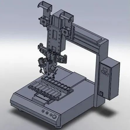 【非标数模】双头三轴自动焊锡机3D模型图纸 STP格式