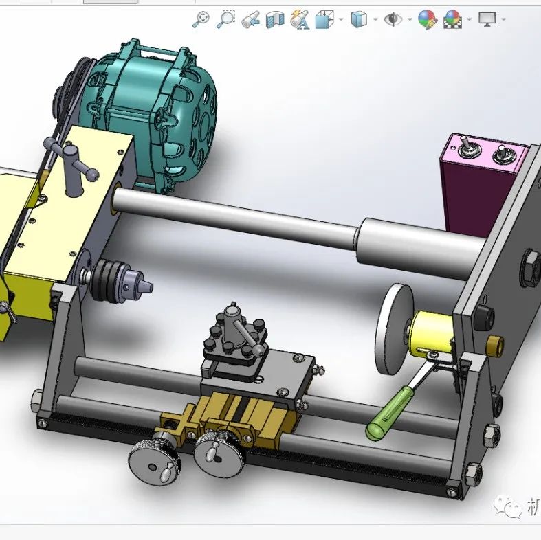 【工程机械】经典自制车床3D数模图纸 Solidworks设计