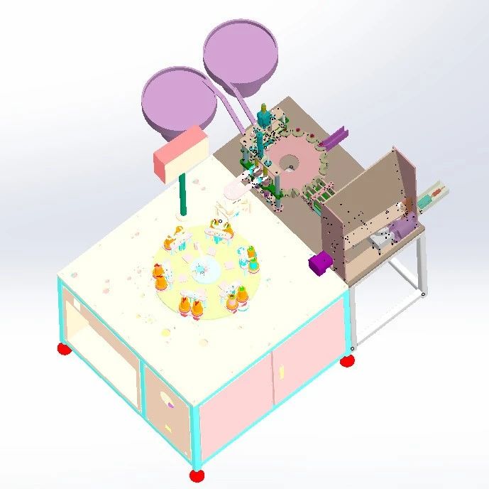 【非标数模】圆柱电池电芯入壳套扣圈机3D数模图纸 Solidworks设计