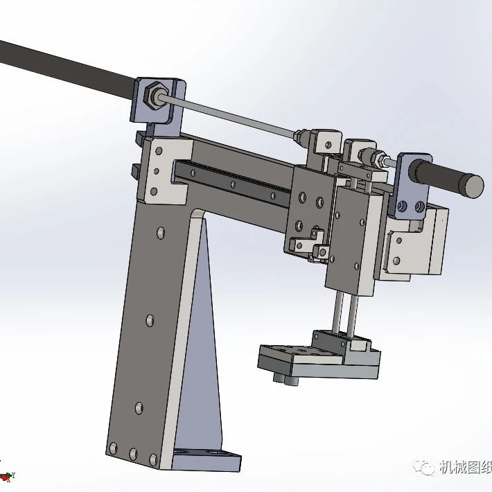 【非标数模】气缸取料双行程控制夹取结构3D数模图纸 Solidworks设计