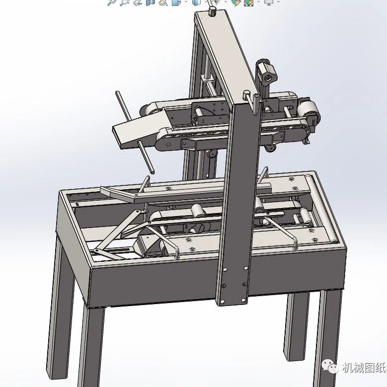 【非标数模】纸箱封口机3D数模图纸 Solidworks设计 附STP