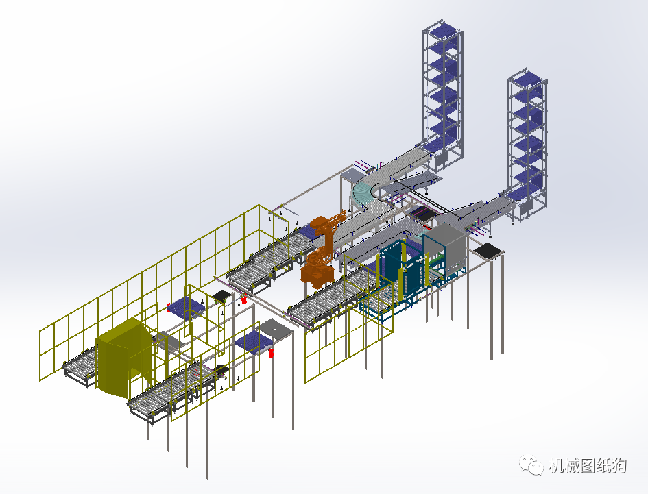 【非标数模】全自动码垛缠绕包装输送一体生产线3d图纸 Solidworks Solidworks 仿真秀干货文章