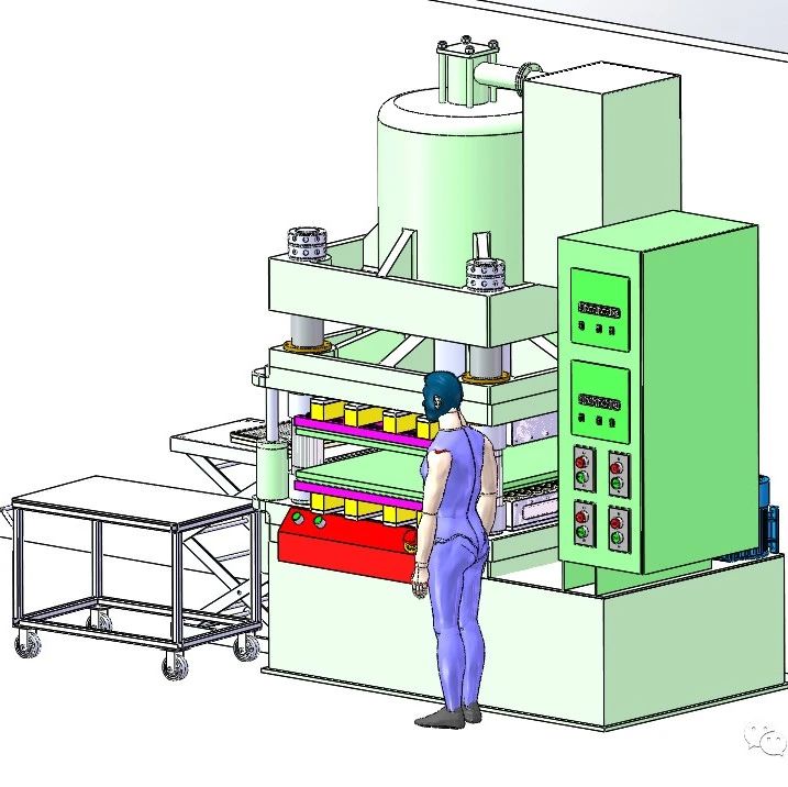 【非标数模】800T重型压制橡胶机3D数模图纸 Solidworks设计 附STEP