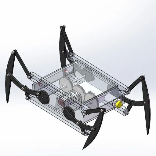 【机器人】蜘蛛四足仿生机构3D模型图纸 Solidworks设计 附IGS STEP