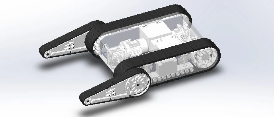 【机器人】双摇臂履带底盘3D数模图纸 Solidworks设计 附STEP