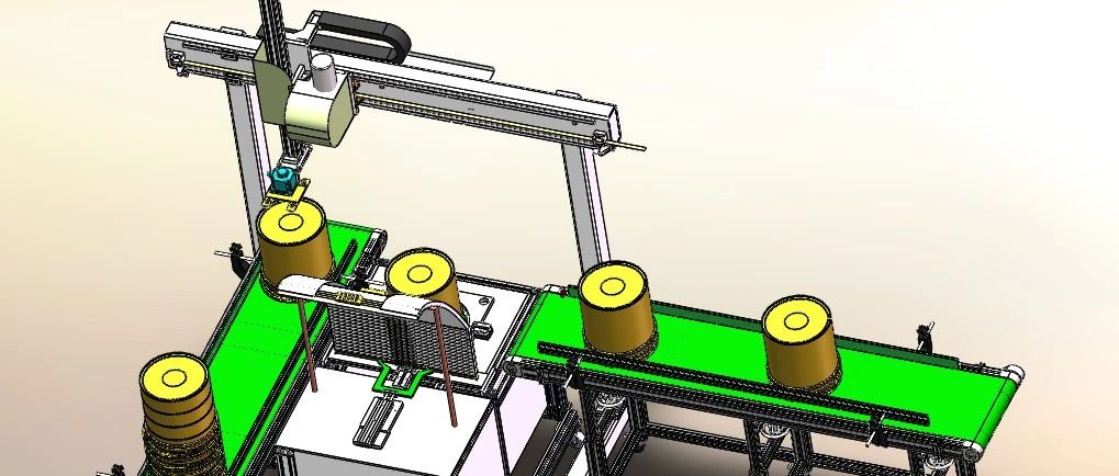 【非标数模】塑料桶提手自动安装堆叠流水线3D数模图纸 Solidworks设计