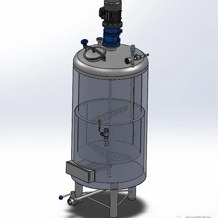 【工程机械】100L化学槽罐3D数模图纸 Solidworks设计