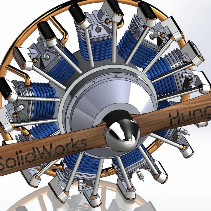 【发动机电机】radial-engine-294 9缸星形发动机3D数模图纸