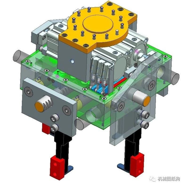 【工程机械】Double four fingers双四指机器人夹持器3D数模图纸 STP格式