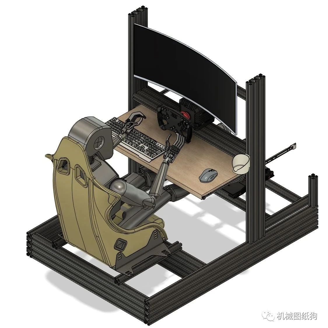 【工程机械】Sim Rig模拟现实游戏机3D数模图纸 STEP格式