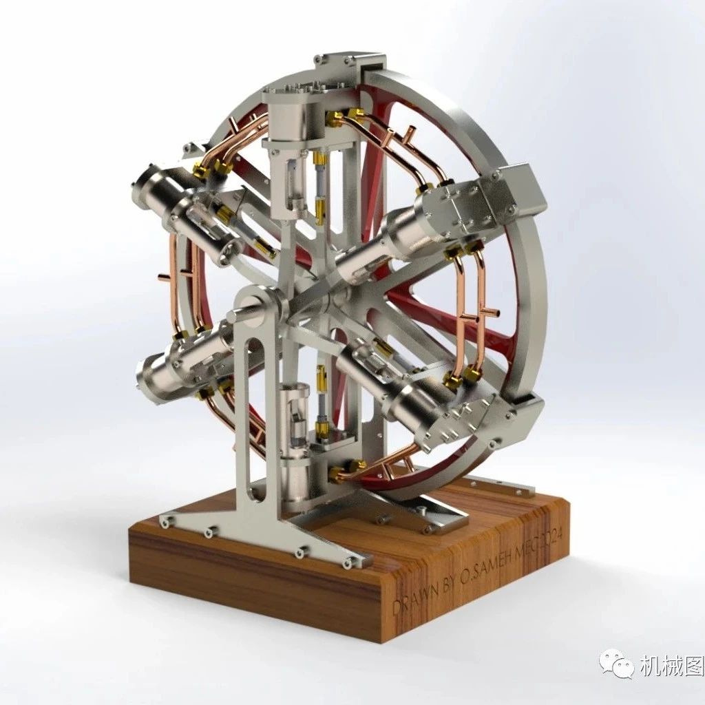 【发动机电机】Six Cylinder Radial六缸径向蒸汽机3D数模图纸 