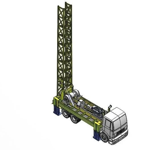 【工程机械】30T水井钻机3D数模图纸 Solidworks设计