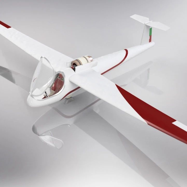 【飞行模型】sail plane单人帆式飞机造型3D图纸 IGS格式