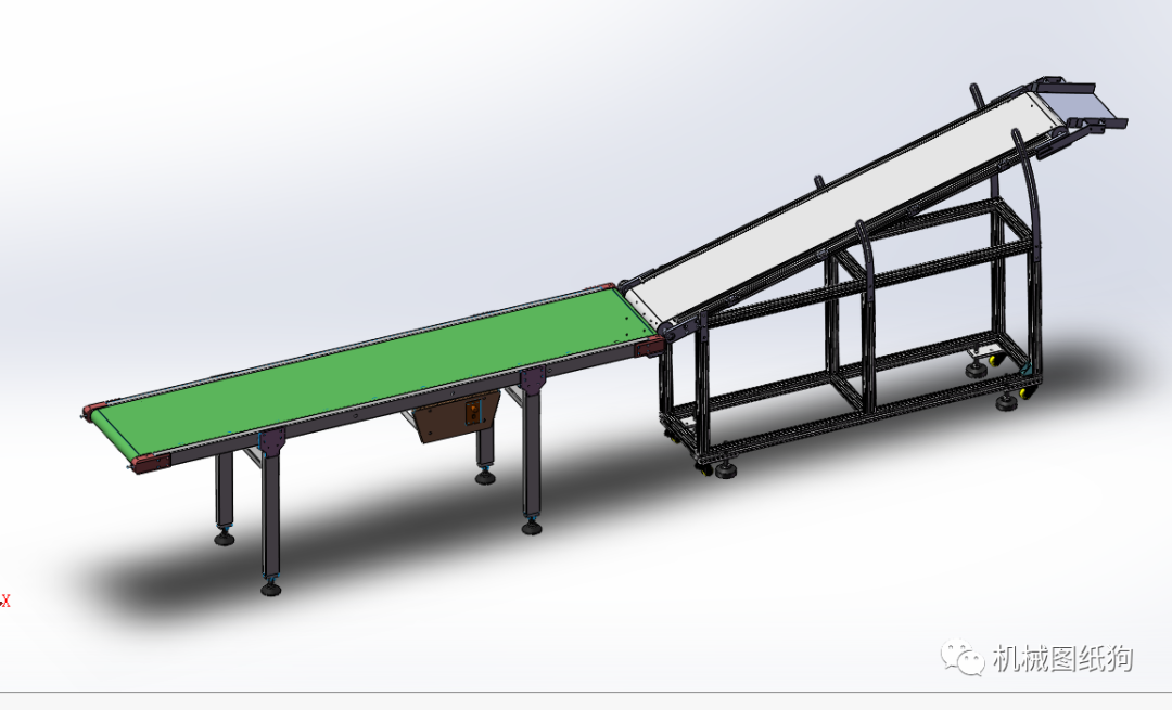 【工程机械】斜坡式快递输送带3d数模图纸 Solidworks设计 附step 理论 通用 仿真秀干货文章