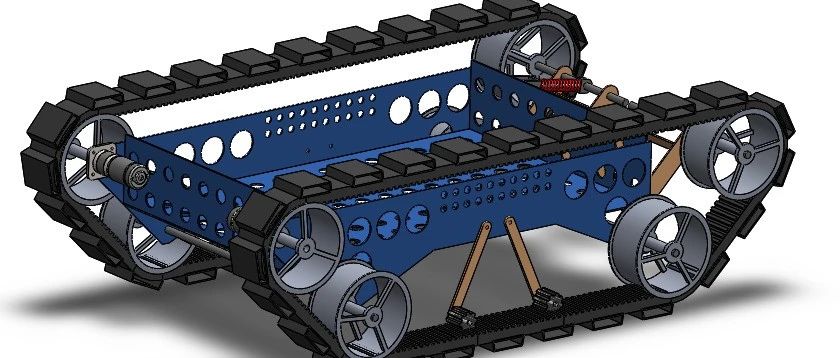 【工程机械】简易履带底盘结构3D图纸 Solidworks20设计