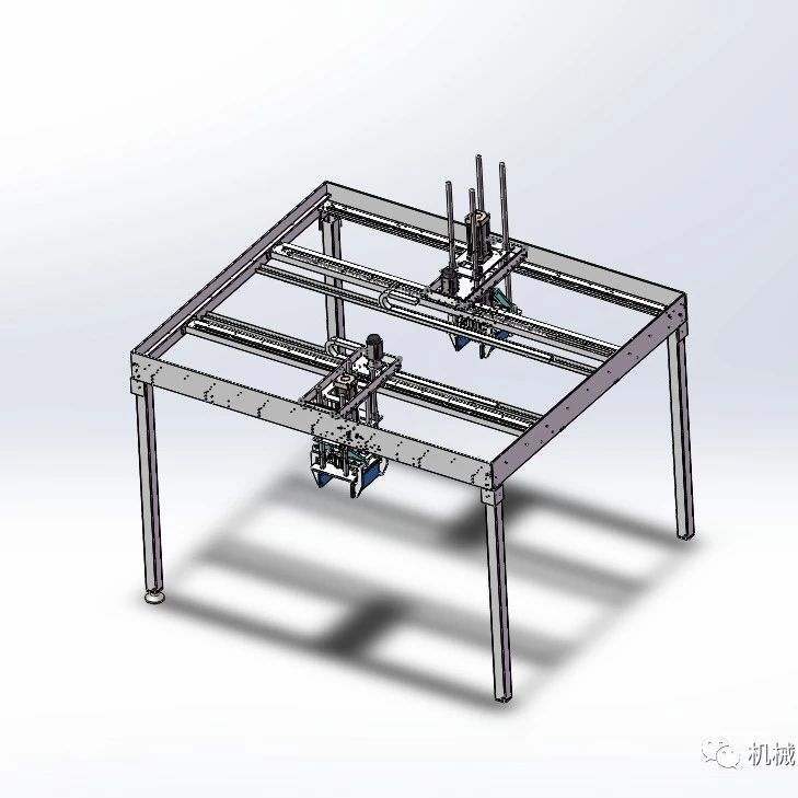 【工程机械】龙门架双机械手3D数模图纸 Solidworks设计 附STEP IGS