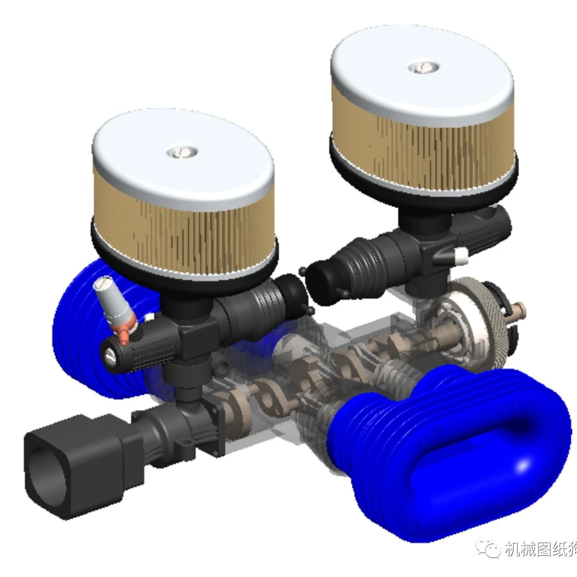 【发动机电机】4缸RC发动机3D数模图纸 Solidworks设计