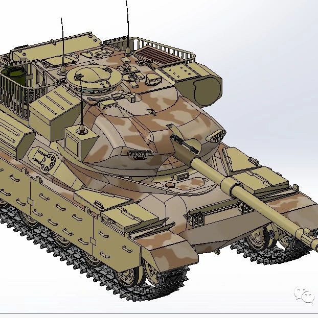 【武器模型】Chieftain MK5主战坦克简易模型3D图纸 Solidworks设计