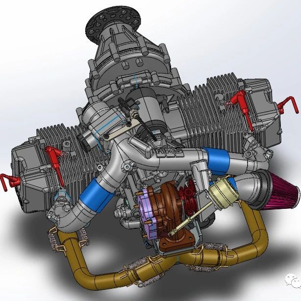 【飞行模型】HKS 700T飞机发动机3D数模图纸 Solidworks设计