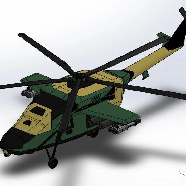 【飞行模型】ANAKONDA土耳其无人攻击直升机简易模型3D图纸 Solidworks设计