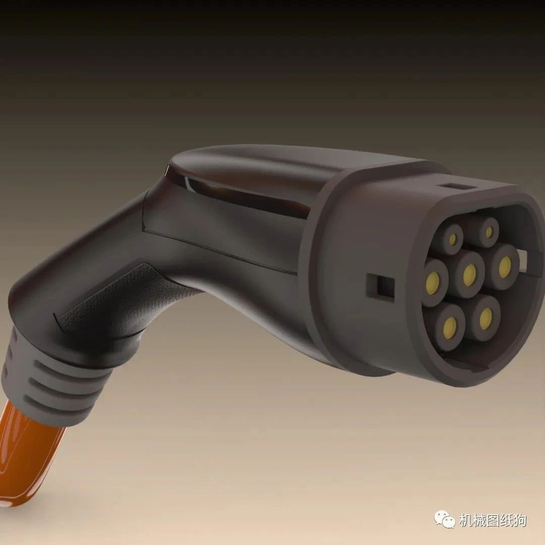 【工程机械】AC charging交流充电枪接口3D数模图纸 STEP格式