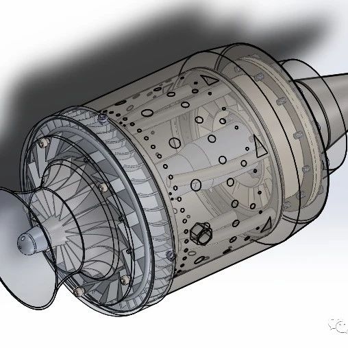 【发动机电机】100牛KJ66型喷气发动机3D数模图纸 Solidworks设计