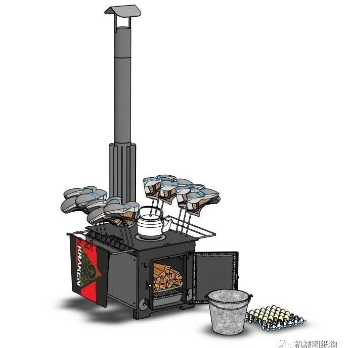 【工程机械】furnace俄式炉子3D数模图纸 Solidworks设计