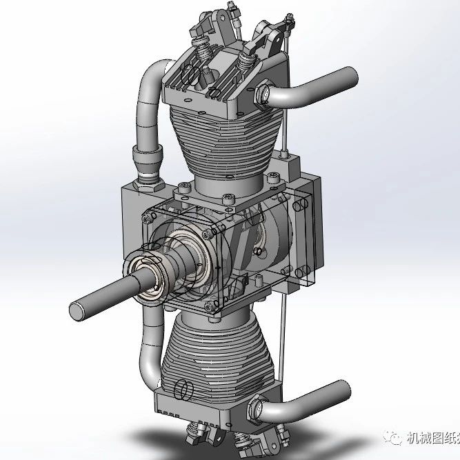 【发动机电机】Boxer-motor四冲程两缸发动机3D数模图纸 Solidworks设计