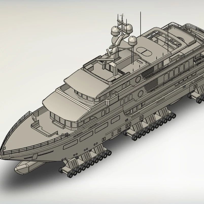 【海洋船舶】游艇及其运送车3D数模图纸 Solidworks设计