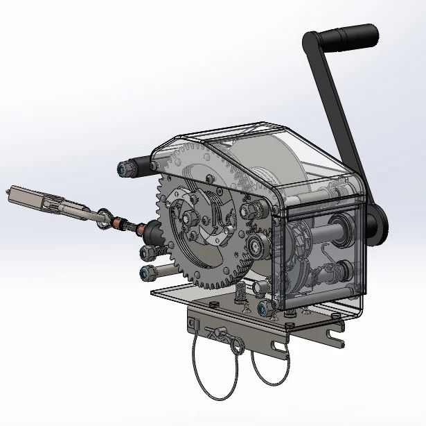 【工程机械】绞车手动曲柄结构3D数模图纸 Solidworks设计