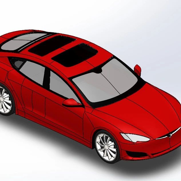 【汽车轿车】Tesla Model S简易造型3D数模图纸 Solidworks设计