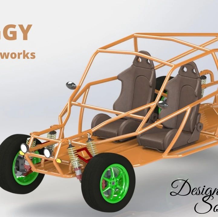 【卡丁赛车】Designing Buggy越野车钢管车架3D图纸 Solidworks设计 