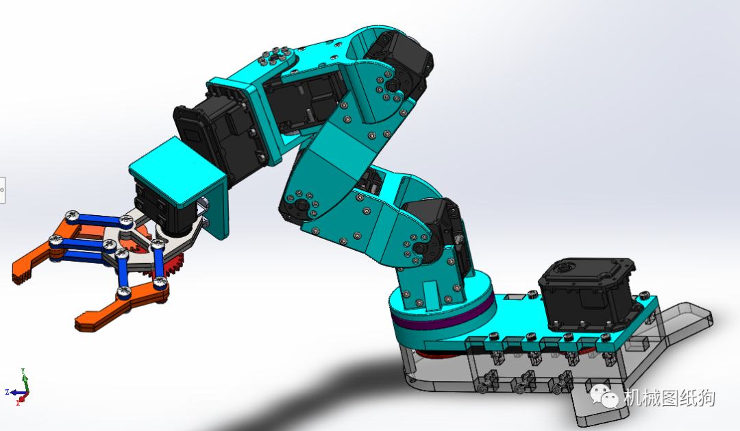 【机器人】Servo robot arm伺服机械臂3D数模图纸 Solidworks设计_机器人仿真秀干货文章
