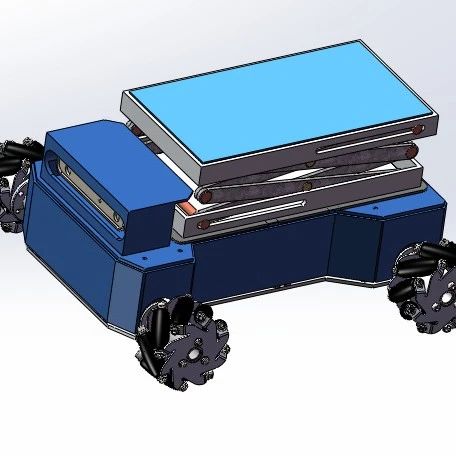 【工程机械】AGV Mecanum麦克纳姆轮升降小车结构3D图纸 Solidworks设计