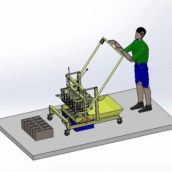 【工程机械】块式货物（砖块）手动搬运机3D数模图纸 Solidworks设计