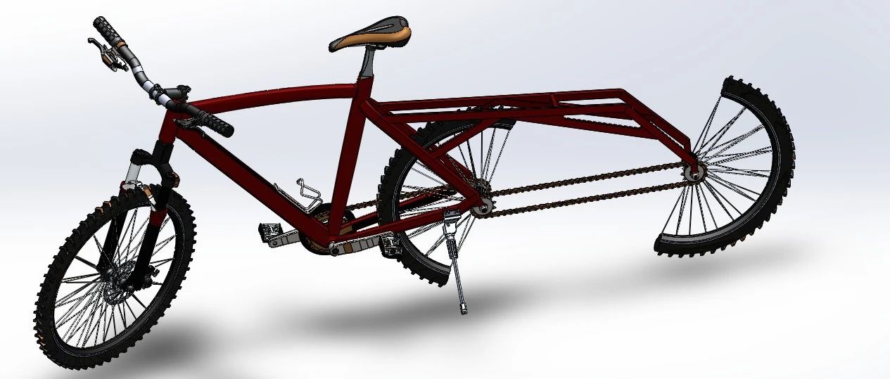 【其他车型】Weird Bicycle怪异半轮自行车3D数模图纸 Solidworks设计