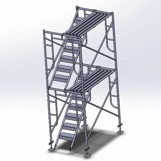 【工程机械】两级1.7米脚手架结构3D图纸 Solidworks设计