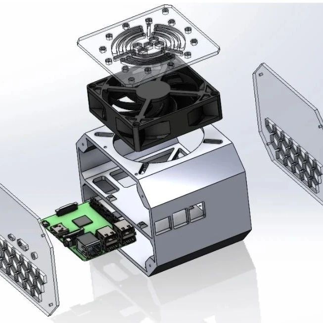 【工程机械】树莓pi3机身3D数模图纸 Solidworks设计