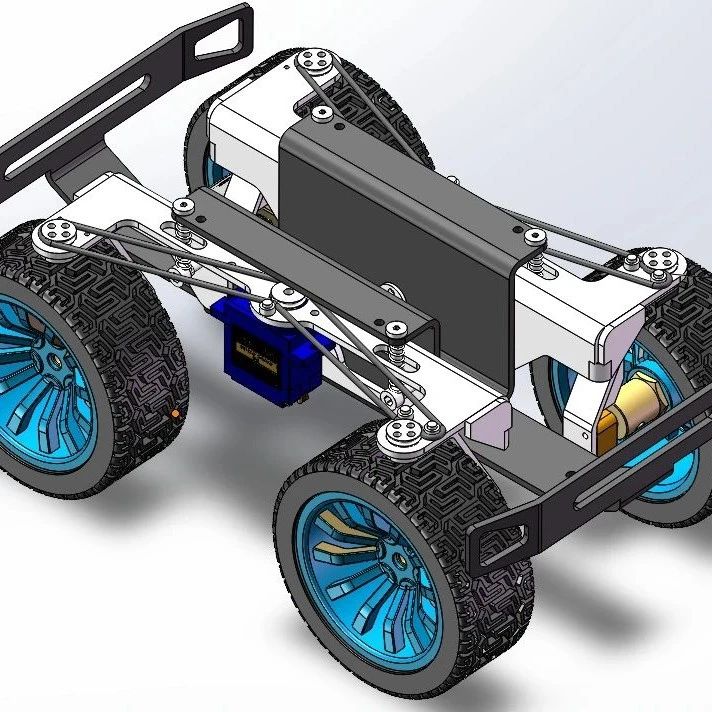 【其他车型】四电机同步轮全向底盘结构3D图纸 Solidworks设计 附STP