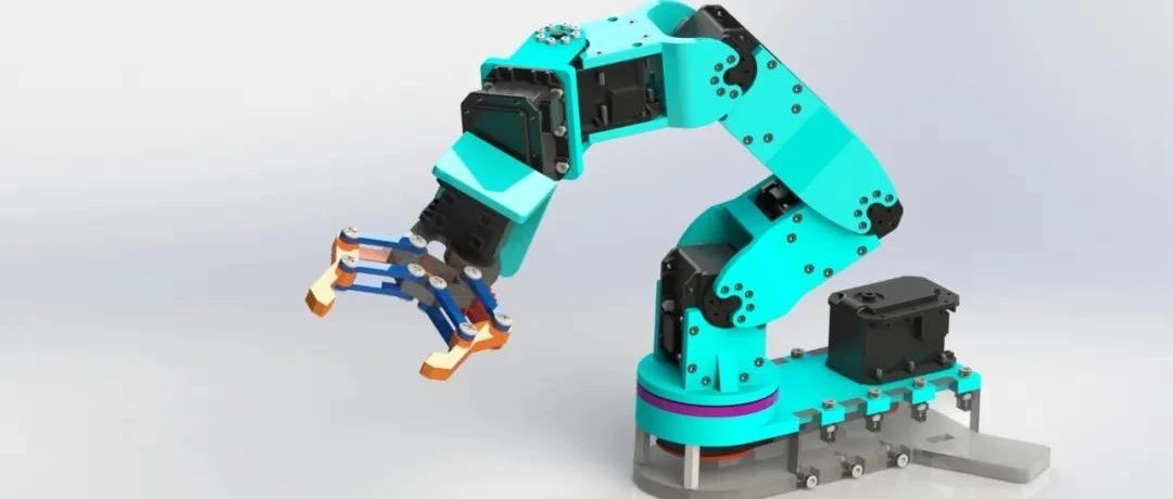 【机器人】Servo Robot arm带夹具的6自由度机械臂3D数模图纸