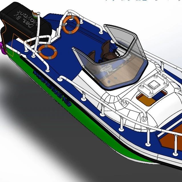 【海洋船舶】boat 19cm小游艇船模3D模型图纸 Solidworks设计