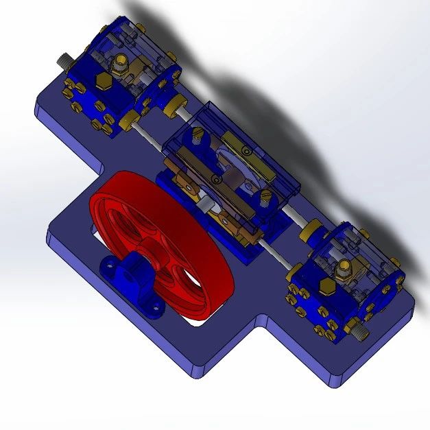 【发动机电机】串联式苏格兰轭式蒸汽机结构3D图纸 Solidworks设计