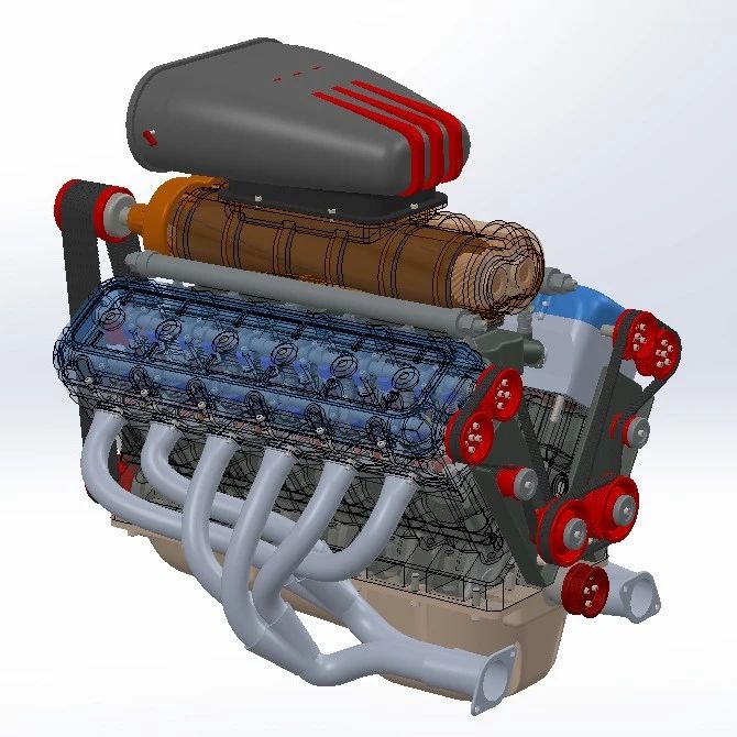 【发动机电机】V12 Car Engine 12缸汽车发动机3D图纸 Solidworks设计