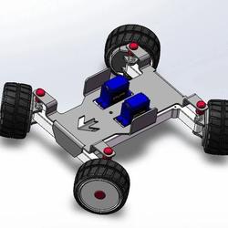 【机器人】全方位转向四驱动搬运小车3D数模图纸 Solidworks设计