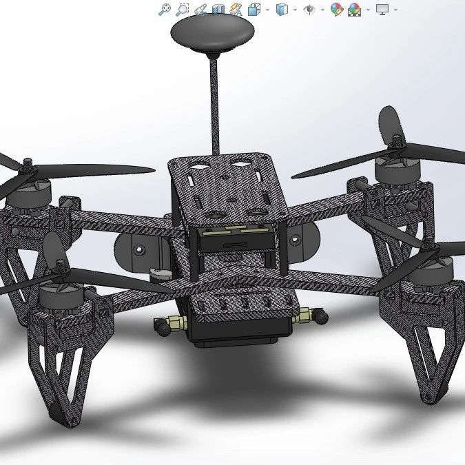 【飞行模型】PX4视觉四轴无人机3D数模图纸 Solidworks设计