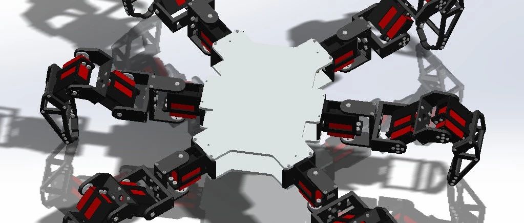 【机器人】18伺服六足蜘蛛机器人3D数模图纸 Solidworks设计