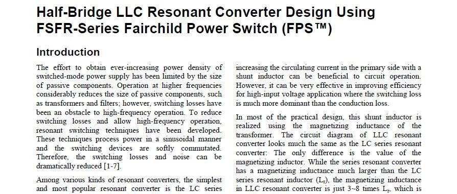 (ON) Half-Bridge LLC Resonant Converter Design