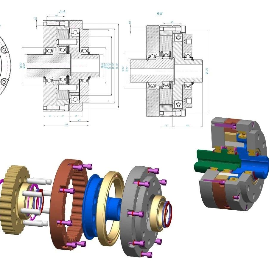 【差减变速器】wave reducer减波器3D数模图纸 STP格式